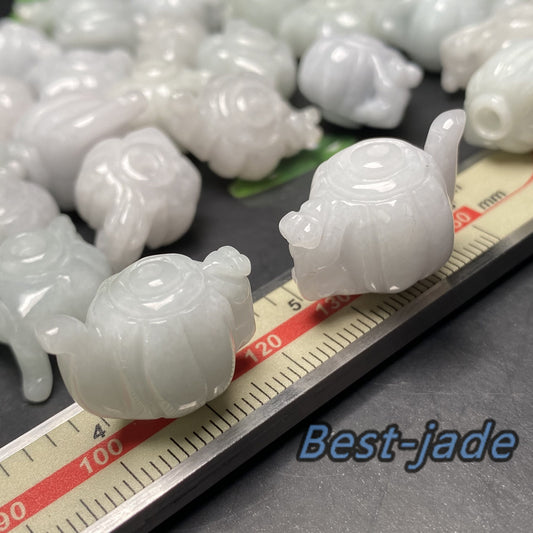 teapot shape Grade A Jade Burma jadeite Beads pearl Shell bead Type A jade Ice Myanmar Jadeite conch pendant  DIY necklace earrings 双喜临门