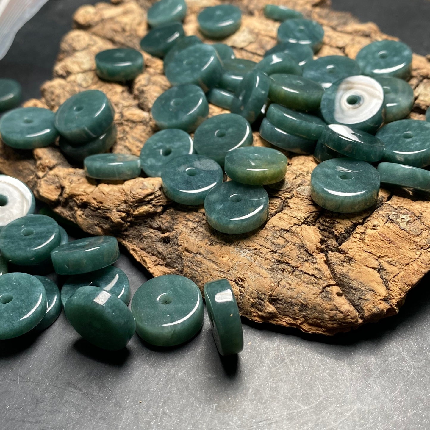 Natural Guatemalan jadeite Light Translucent Blue Grade A jade Donut pendant Earrings beads Guatemala jade doughnut