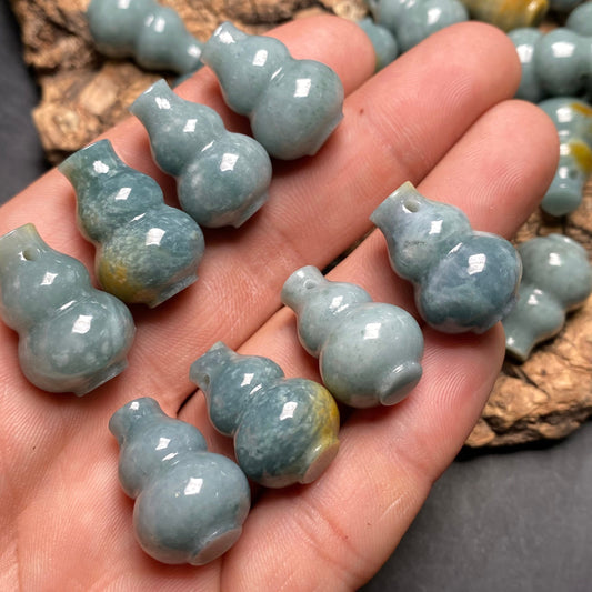 Natural Guatemalan jadeite Light Translucent Blue Grade A jade Calabash pendant Earrings beads Guatemala jade gift