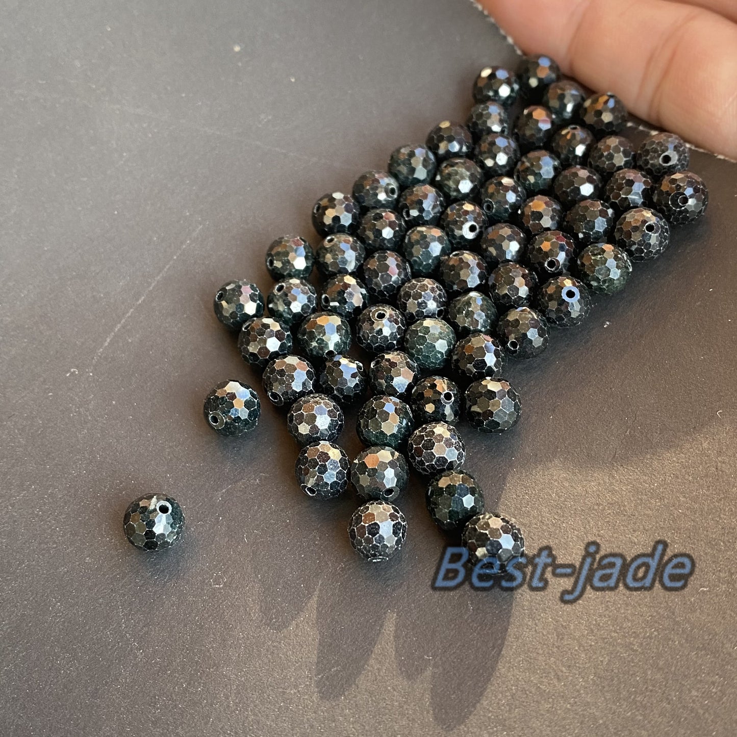 Natural black Grade A Jade Cutted Beaded Black Burma Jade bead  DIY Beads earrings drop Jewelry gift