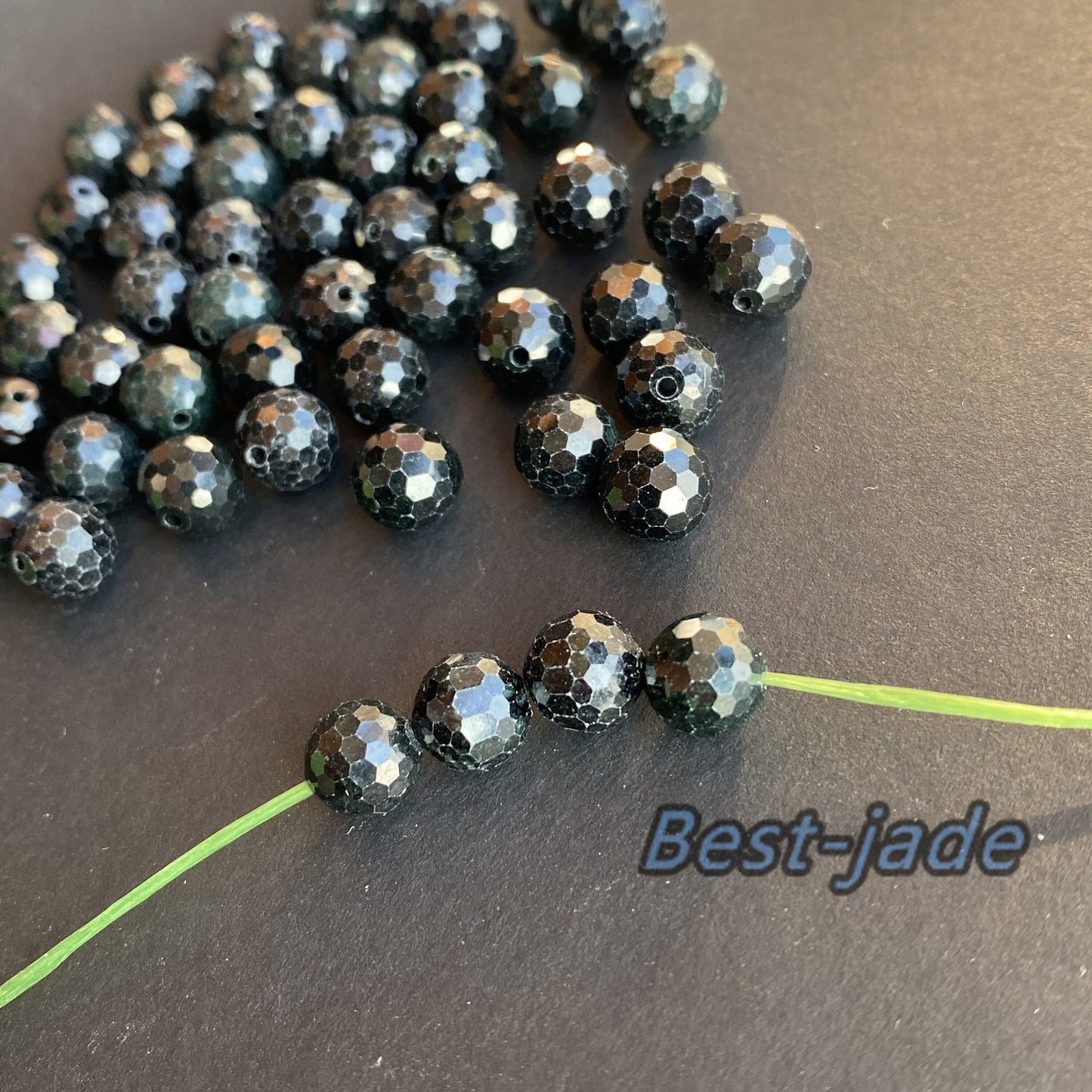 Natural black Grade A Jade Cutted Beaded Black Burma Jade bead  DIY Beads earrings drop Jewelry gift