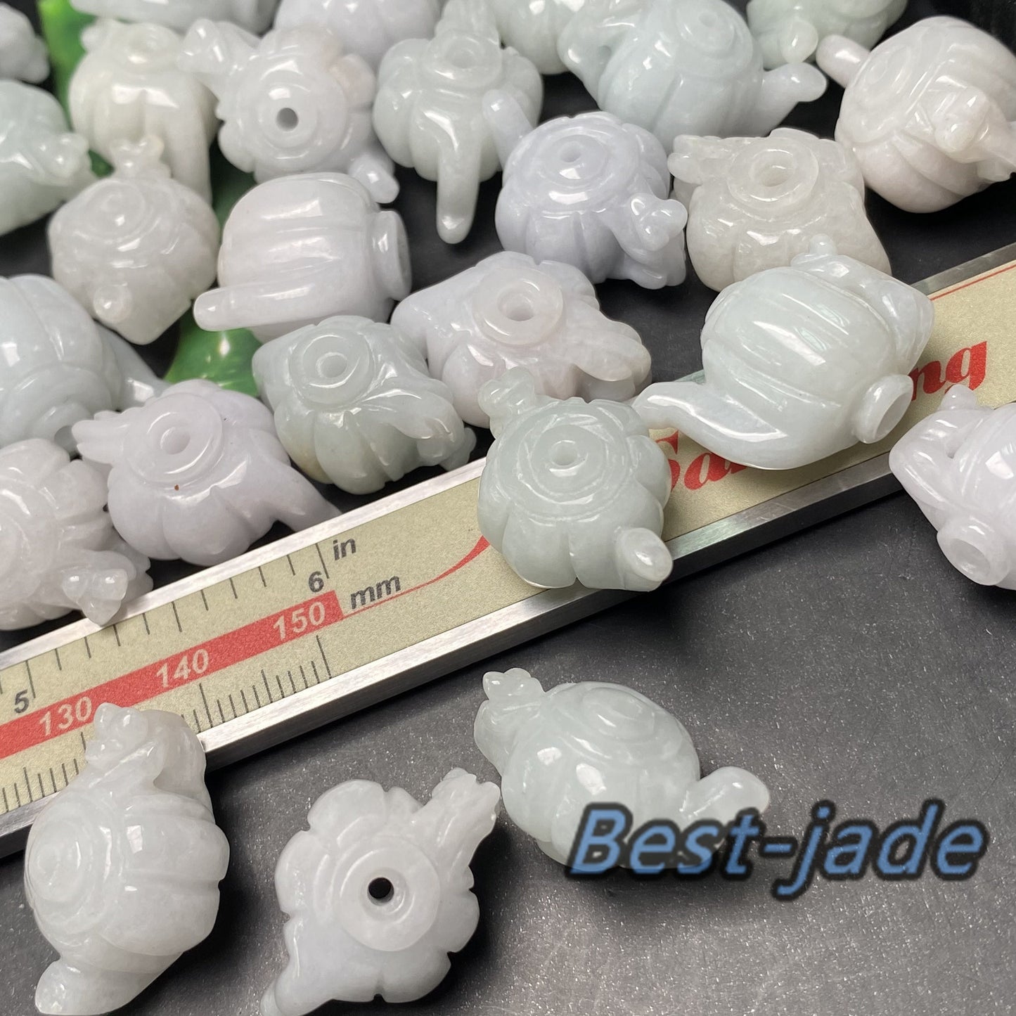 teapot shape Grade A Jade Burma jadeite Beads pearl Shell bead Type A jade Ice Myanmar Jadeite conch pendant  DIY necklace earrings 双喜临门