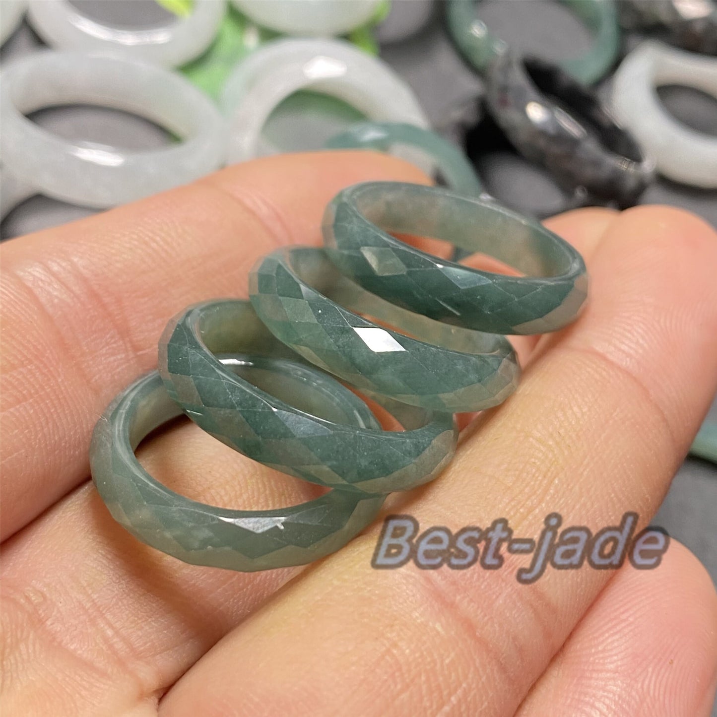 3 Color jadeite ring Size 5-10 Diamond Cut Multi Facet ring  Burma jadeite Guatemala Jadeite Grade A Jade black jade Guatemalan jadeite ring