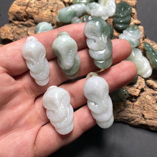 Handmade Mamba Snake jadeite pendant  Grade A jadeite Natural Burma Jade ICE Jadeite Kid birthday gift hang Type A jade jewelry stone gift