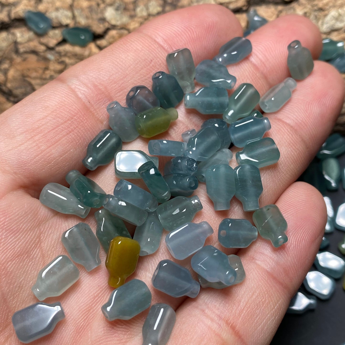 Natural Cute water bottle Guatemalan jadeite Light Translucent Blue Grade A jade  DIY Earrings beads Guatemala jade pendant bead