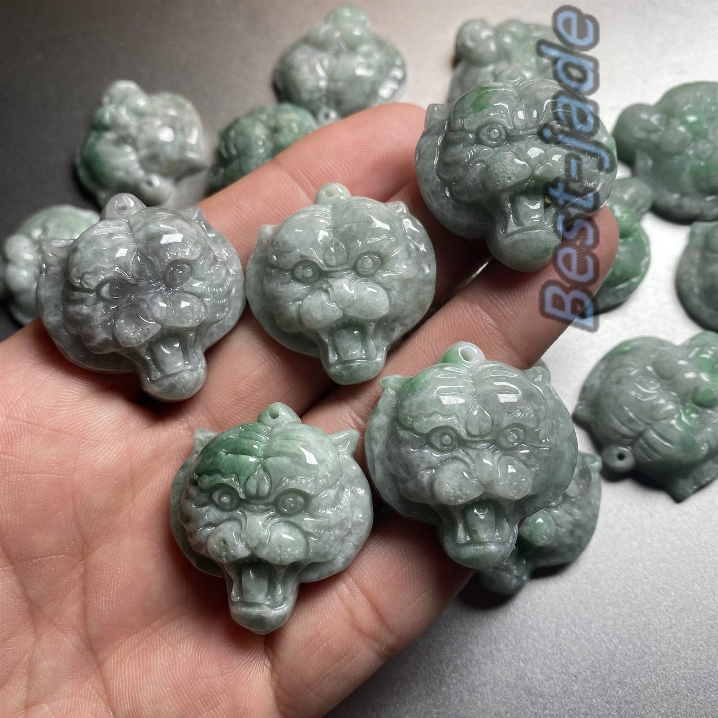 Mighty tiger head Grade A Jade Burma jadeite Beads tiger face pendant Type A jade Ice Myanmar Jadeite DIY necklace jade gift charms ornament