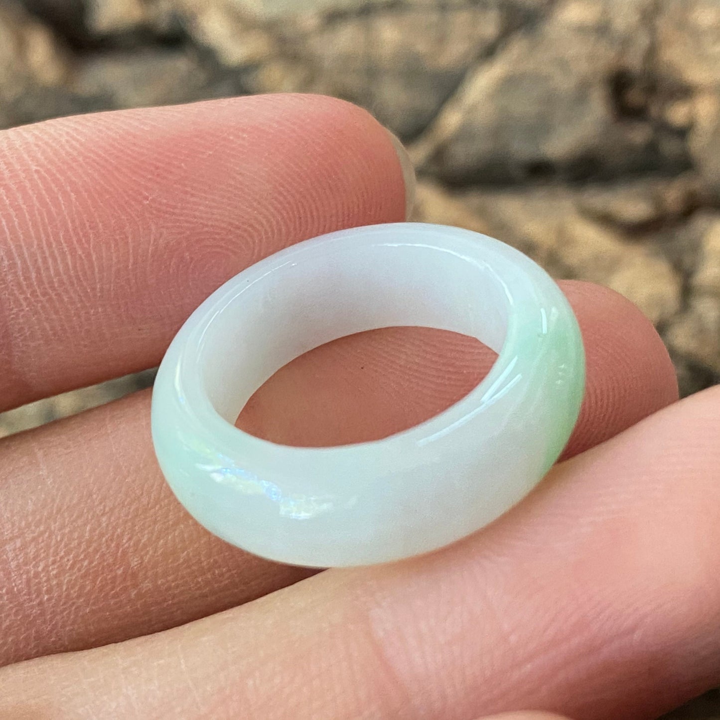 15mm Natural green Grade A jade Narrow Band Ring Natural Real Jadeite Hand carved bead gemstone Burma Lady jadeware rings Type A stone