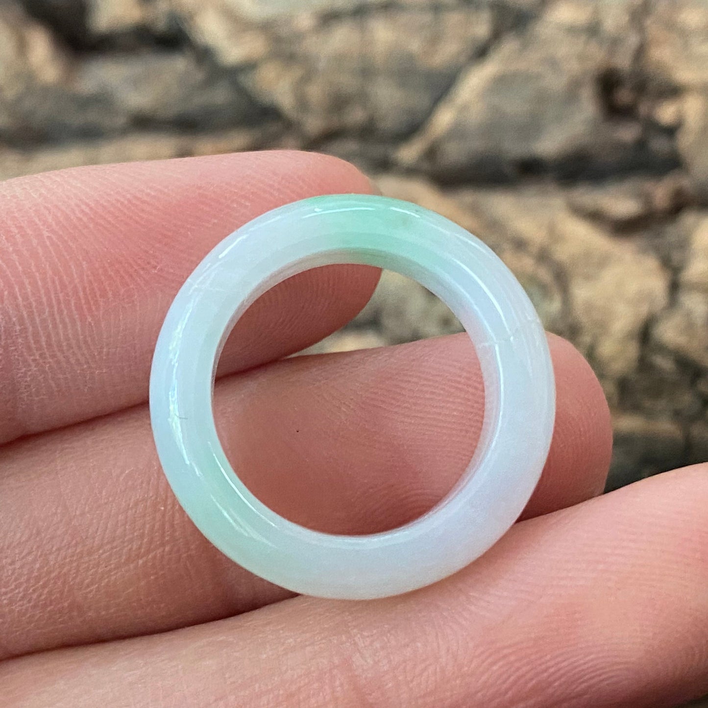 15mm Natural green Grade A jade Narrow Band Ring Natural Real Jadeite Hand carved bead gemstone Burma Lady jadeware rings Type A stone