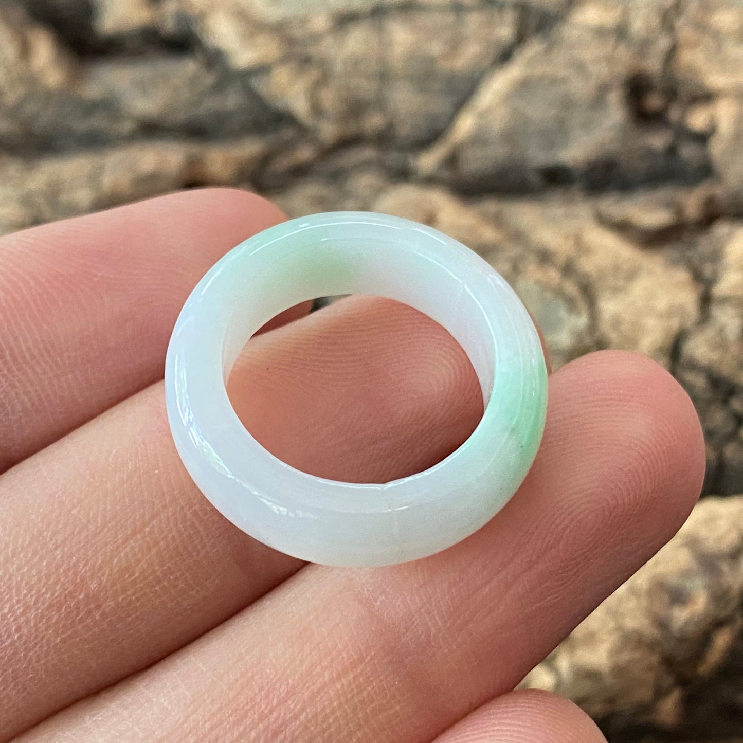 15mm Natural green Grade A jade Narrow Band Ring Natural Real Jadeite Hand carved bead gemstone Burma Lady jadeware rings Type A stone