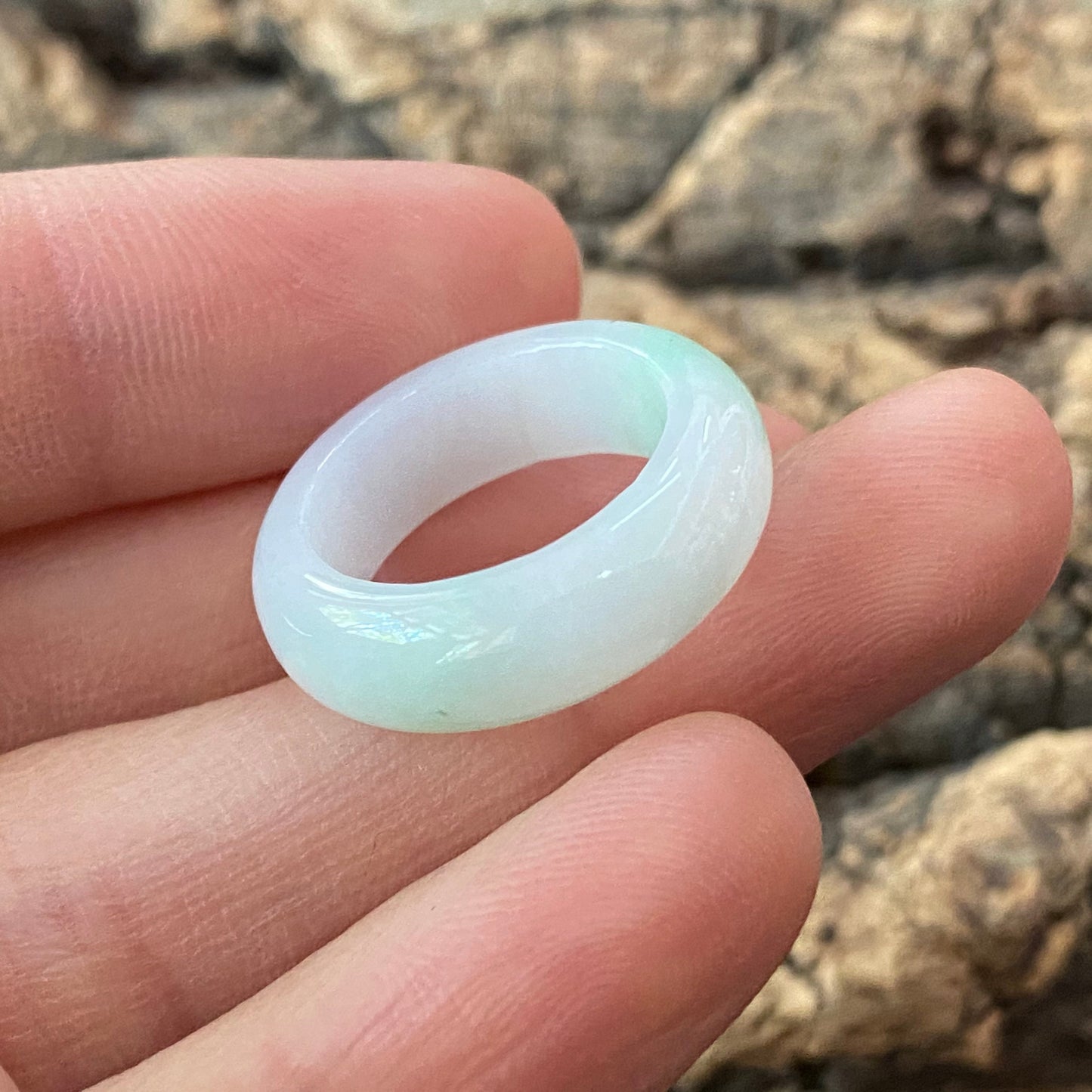 15mm Natural green Grade A jade Narrow Band Ring Natural Real Jadeite Hand carved bead gemstone Burma Lady jadeware rings Type A stone