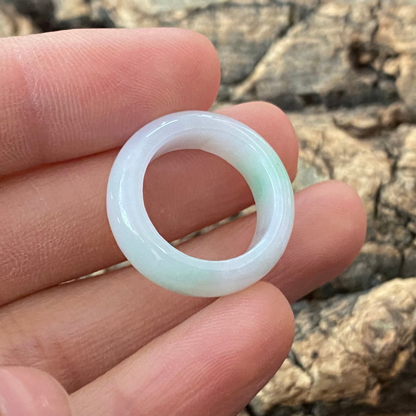 15mm Natural green Grade A jade Narrow Band Ring Natural Real Jadeite Hand carved bead gemstone Burma Lady jadeware rings Type A stone