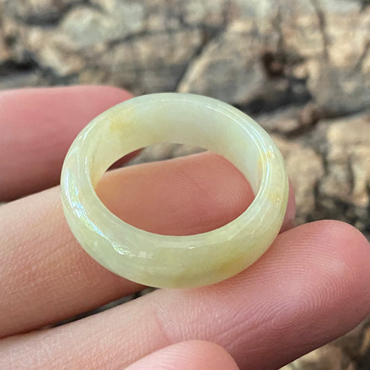 18.2mm Natural Grade A jade Narrow Band Ring Natural Real Jadeite Hand carved bead gemstone Burma Lady jadeware rings Type A stone