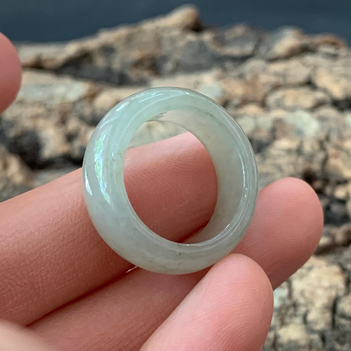 16mm green  flower Grade A jade Narrow Band Ring Natural Real Jadeite Hand carved bead gemstone Burma Lady jadeware rings Type A stone