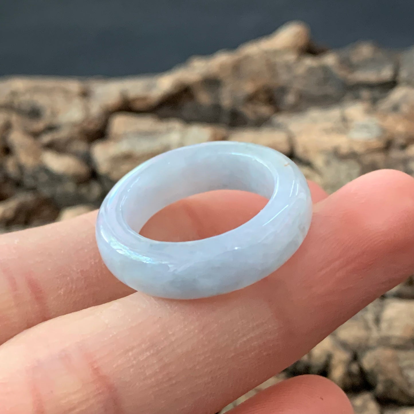 16mm lavender Grade A jade Narrow Band Ring Natural Real Jadeite Hand carved bead gemstone Burma Lady jadeware rings Type A stone