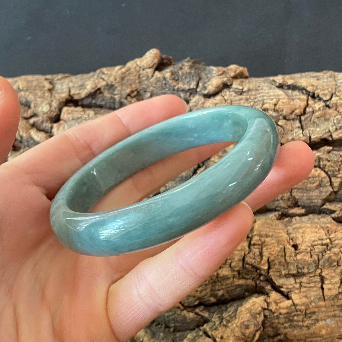 59.7mm Natural Guatemalan jadeite Translucent Blue Grade A jade Round band  bangle  Guatemala jade ring Female Jewelry jade gift