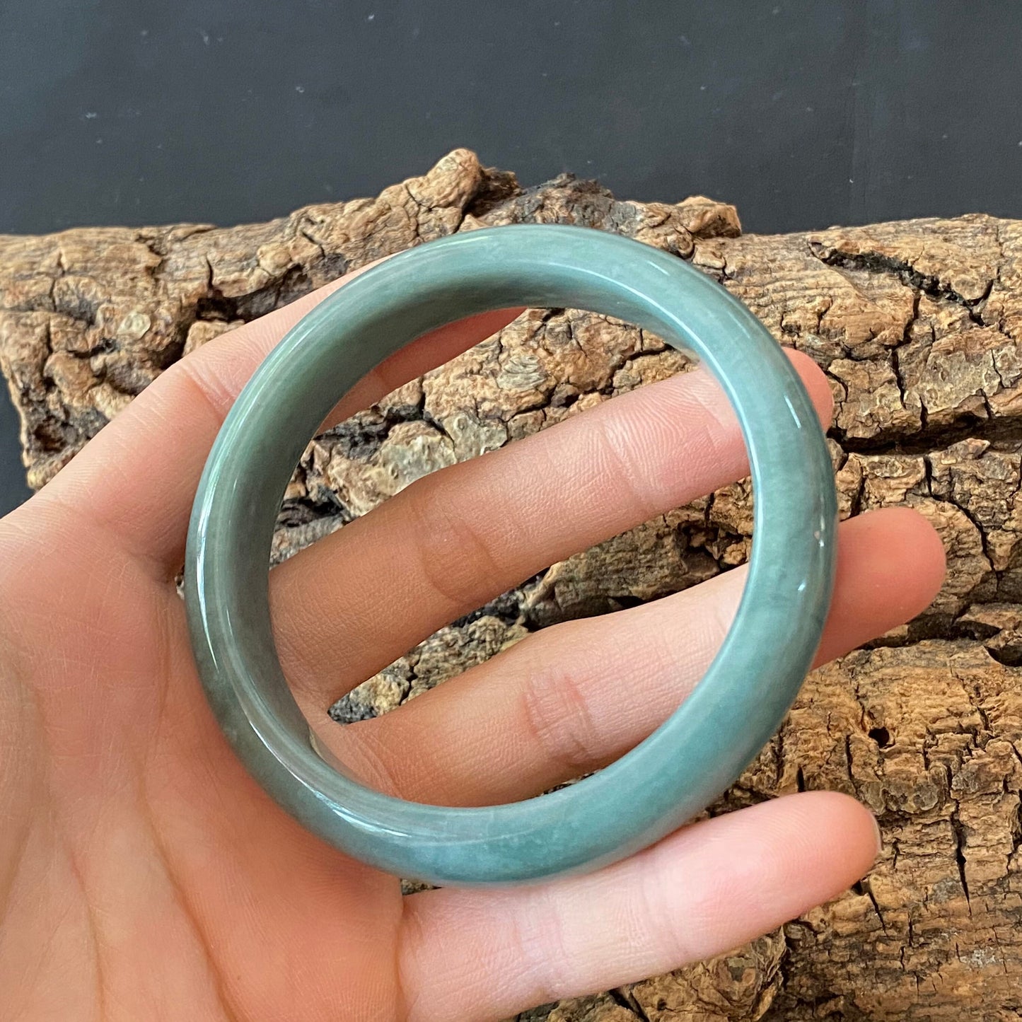 59.7mm Natural Guatemalan jadeite Translucent Blue Grade A jade Round band  bangle  Guatemala jade ring Female Jewelry jade gift