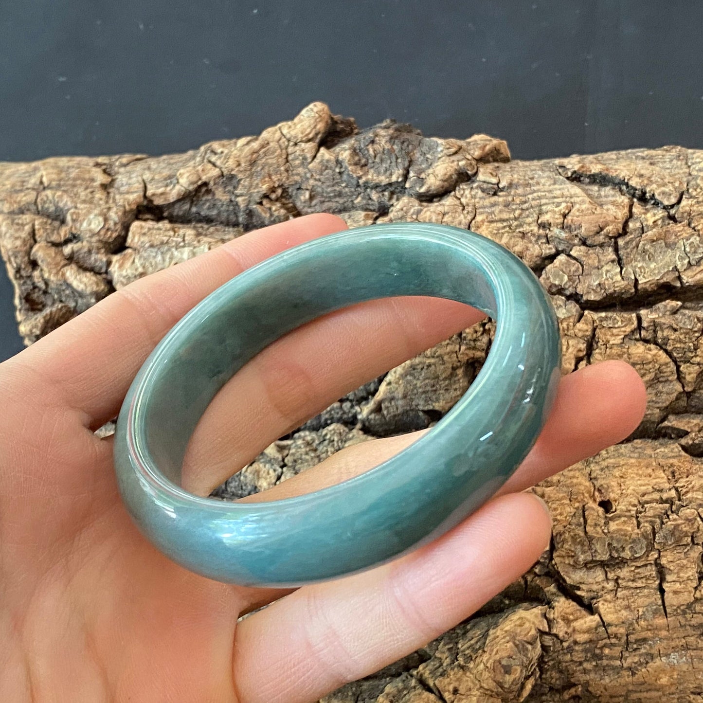 57.3mm Natural Guatemalan jadeite Translucent Blue Grade A jade Round band  bangle  Guatemala jade ring Female Jewelry jade gift