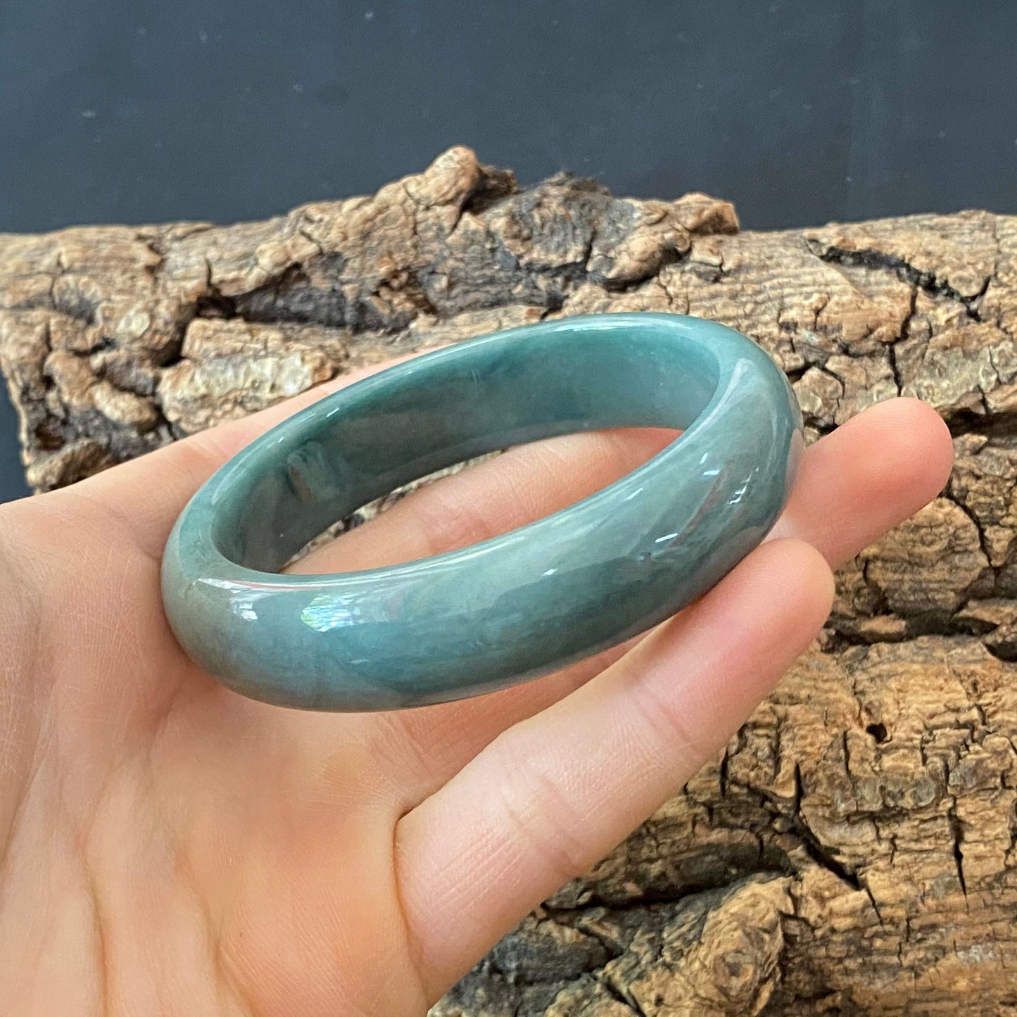 57.3mm Natural Guatemalan jadeite Translucent Blue Grade A jade Round band  bangle  Guatemala jade ring Female Jewelry jade gift