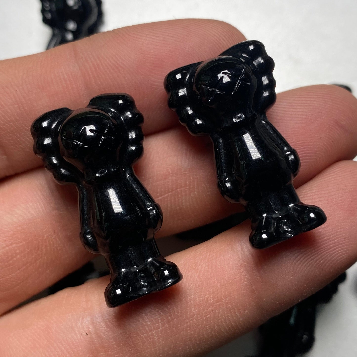 Natural Black Jadeite 3D Cute Bear Guatemalan jadeite cartoon earrings Grade A jade DIY pendant kid jade gift