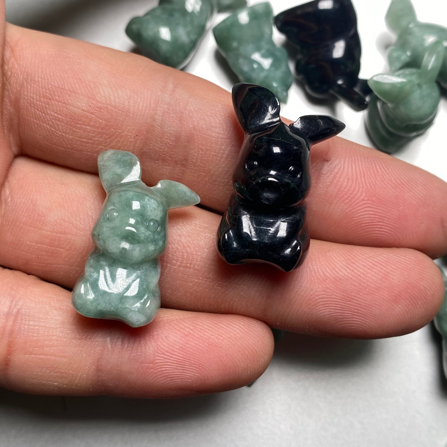 4 Farben Natur Schwarz Grün Jadeit 3D Niedlich Pikachu Guatemaltekischer Jadeit Burma Jadeit Cartoon Ohrringe Grade A Jade DIY Anhänger Kind Jade Geschenk