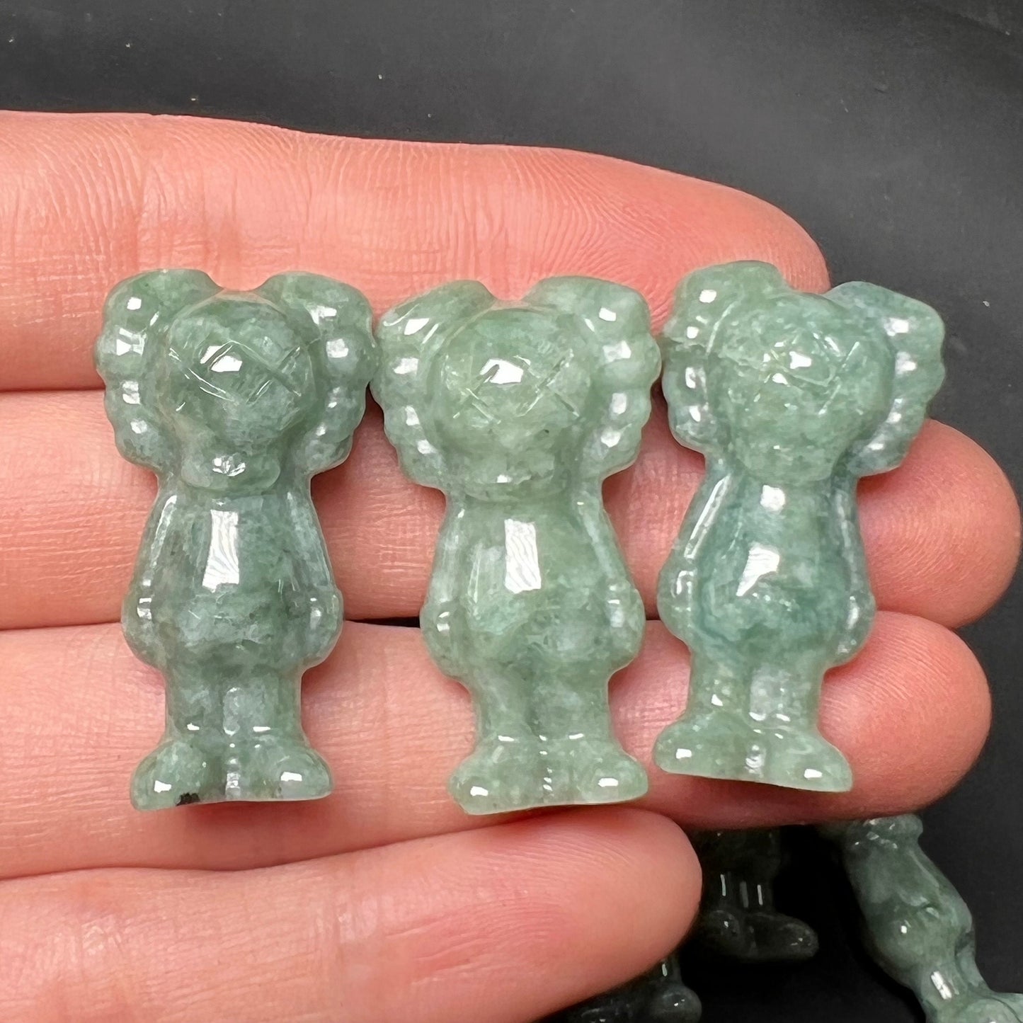 Süßer Bär Anhänger Natur Grün Grade A Jade Burma Jadeit 3D Cartoon Ohrringe Perle handgeschnitzt Myanmar Jade Anhänger Halskette Jade Geschenk