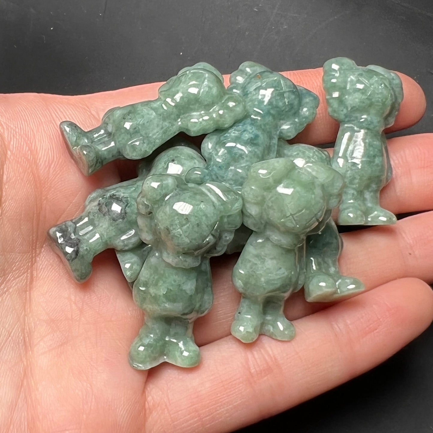 Süßer Bär Anhänger Natur Grün Grade A Jade Burma Jadeit 3D Cartoon Ohrringe Perle handgeschnitzt Myanmar Jade Anhänger Halskette Jade Geschenk