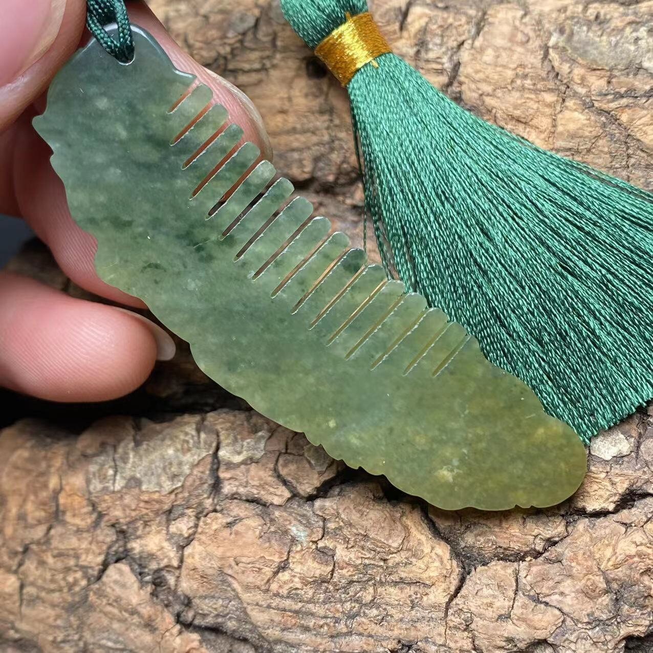 Vintage Dragon Comb Natural transparent Guatemala Jadeite pendant Grade A Jade Blue gemstone dragon Guatemalan jadeite pendant Jewelry gift