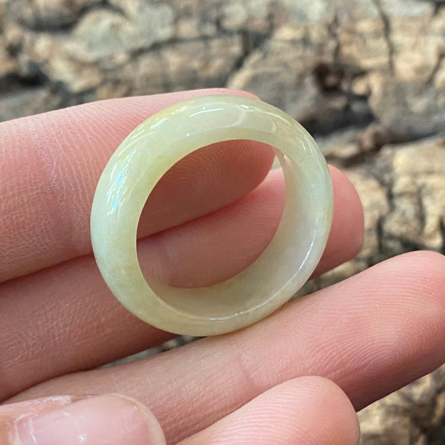 18.2mm Natural Grade A jade Narrow Band Ring Natural Real Jadeite Hand carved bead gemstone Burma Lady jadeware rings Type A stone