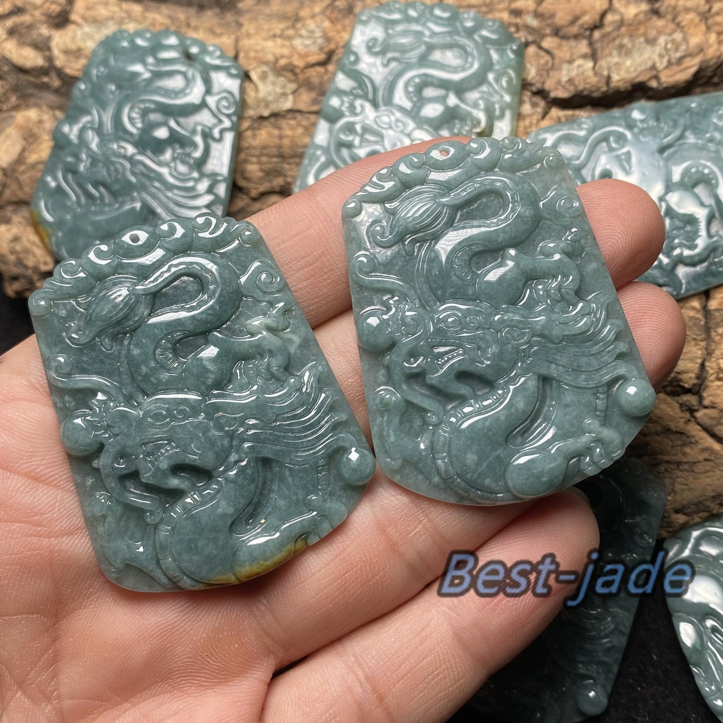 Dragon Natural transparent Guatemala Jadeite bead Grade A Jade Blue gemstone men dragon Guatemalan jadeite baby kid pendant