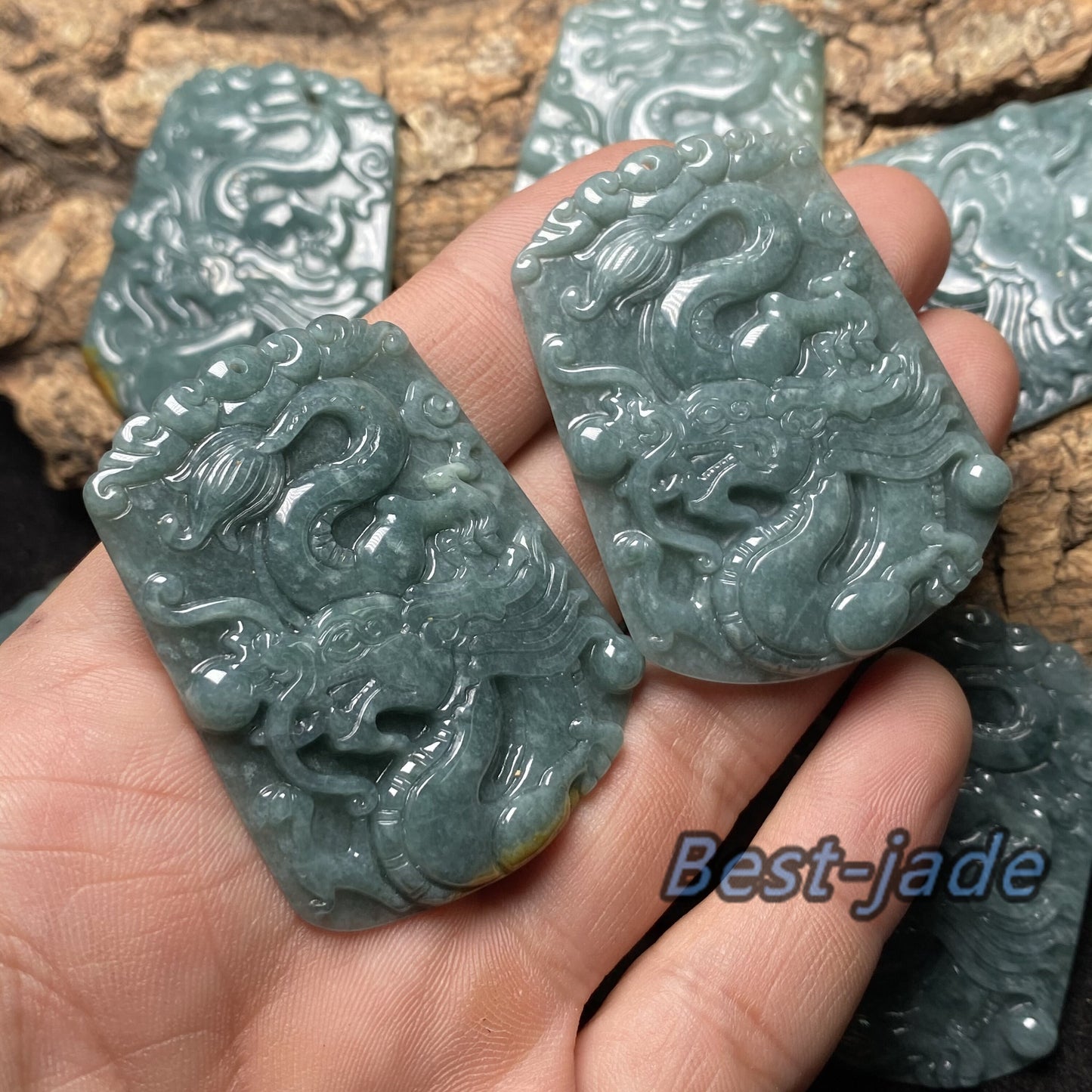 Dragon Natural transparent Guatemala Jadeite bead Grade A Jade Blue gemstone men dragon Guatemalan jadeite baby kid pendant