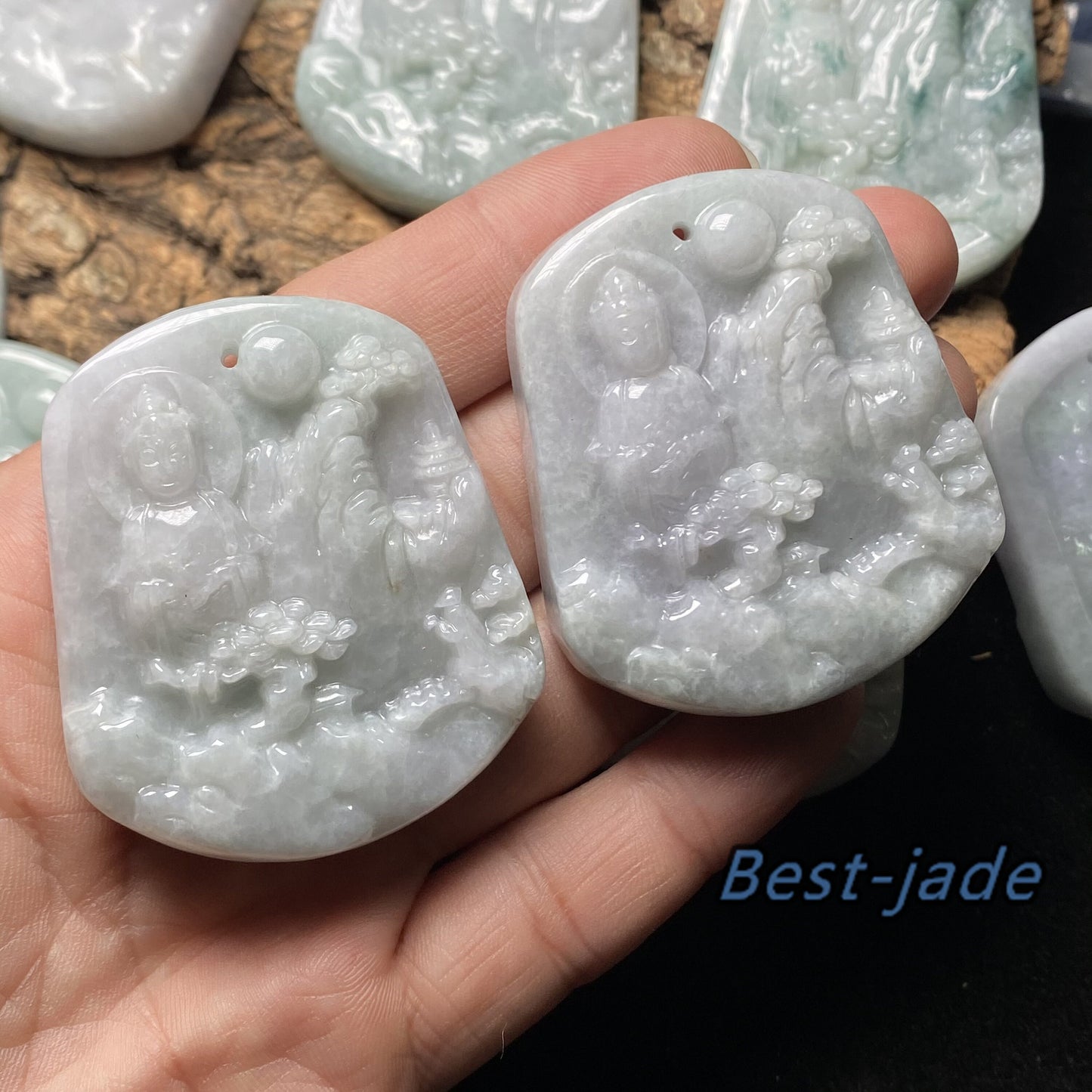 Wholesale KWAN YIN Guanyin Natural Grade A Jade ICE Jadeite Myanmar Jadeite Pendant necklace Buddha Statue carving