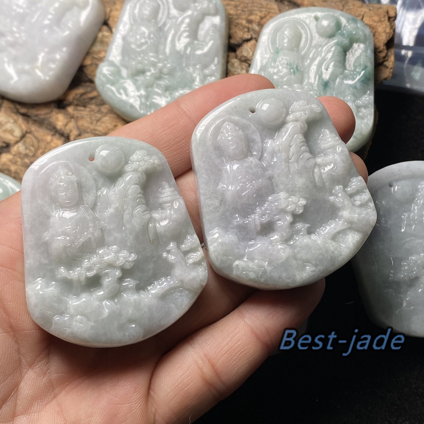 Wholesale KWAN YIN Guanyin Natural Grade A Jade ICE Jadeite Myanmar Jadeite Pendant necklace Buddha Statue carving