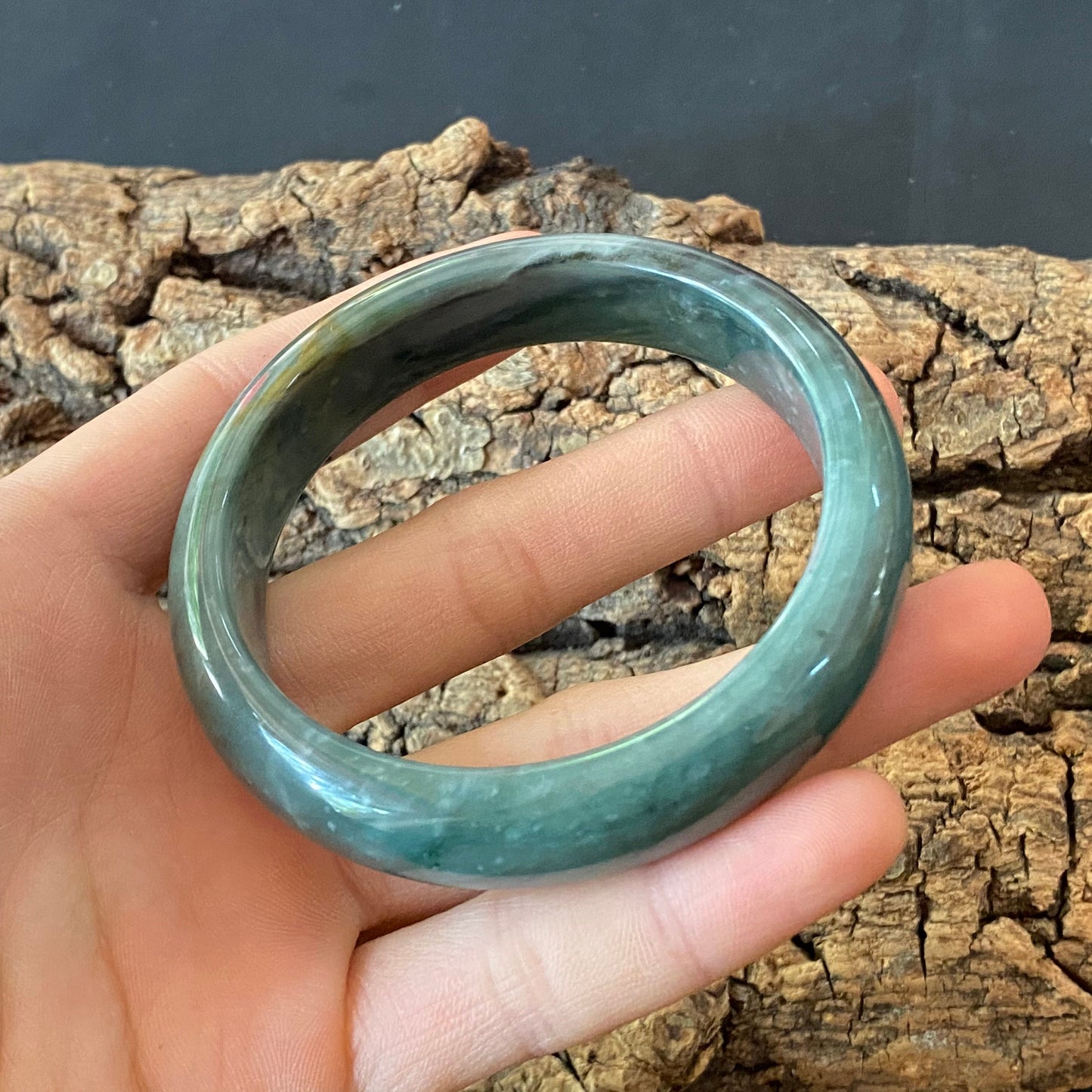 57.1mm Natural Guatemalan jadeite Translucent Blue Grade A jade Round band  bangle  Guatemala jade ring Female Jewelry jade gift