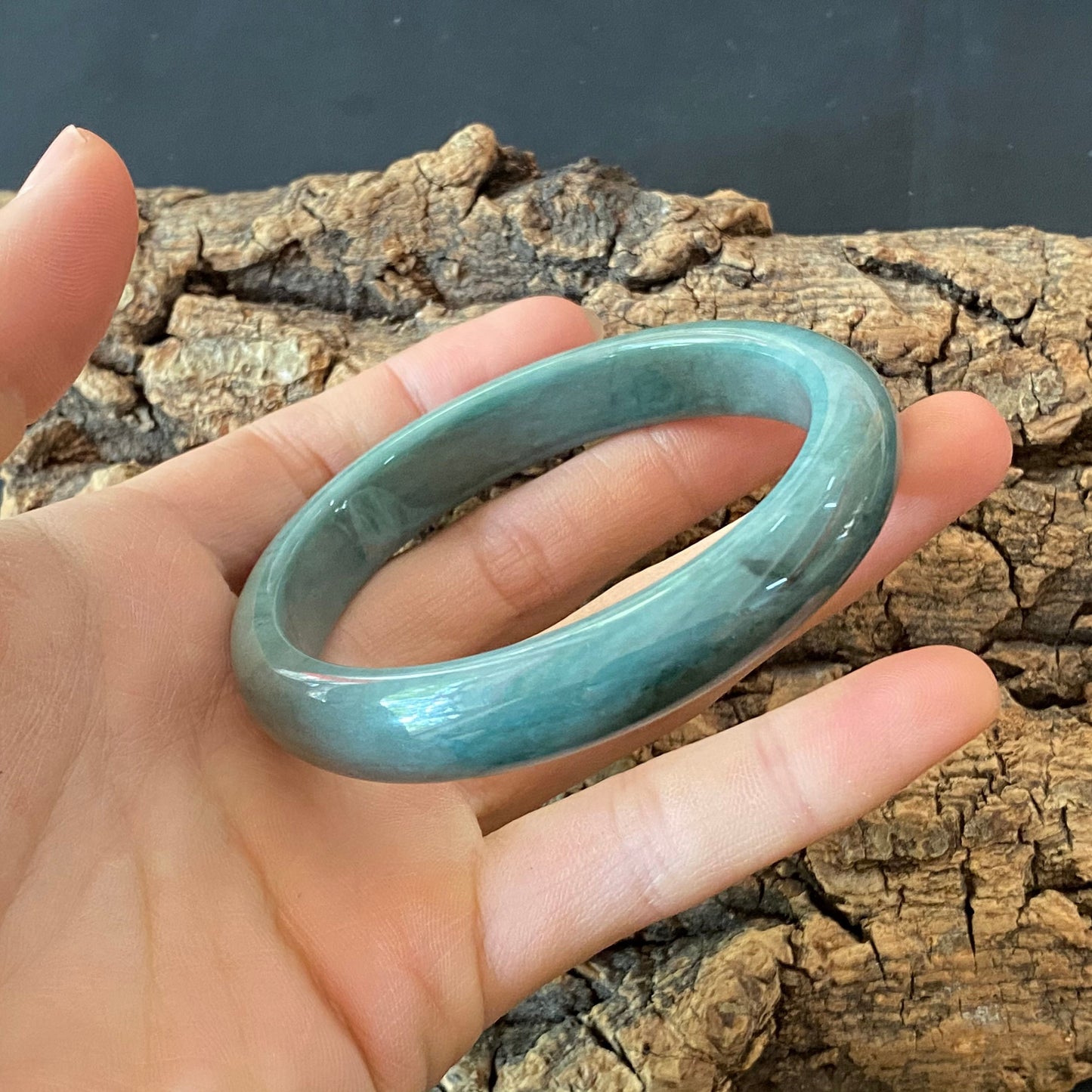 57.1mm Natural Guatemalan jadeite Translucent Blue Grade A jade Round band  bangle  Guatemala jade ring Female Jewelry jade gift