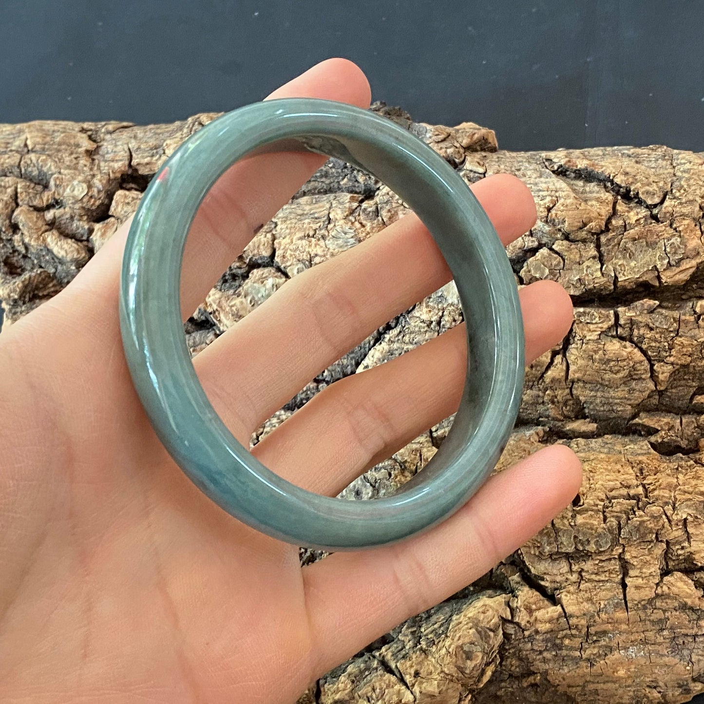 57.1mm Natural Guatemalan jadeite Translucent Blue Grade A jade Round band  bangle  Guatemala jade ring Female Jewelry jade gift