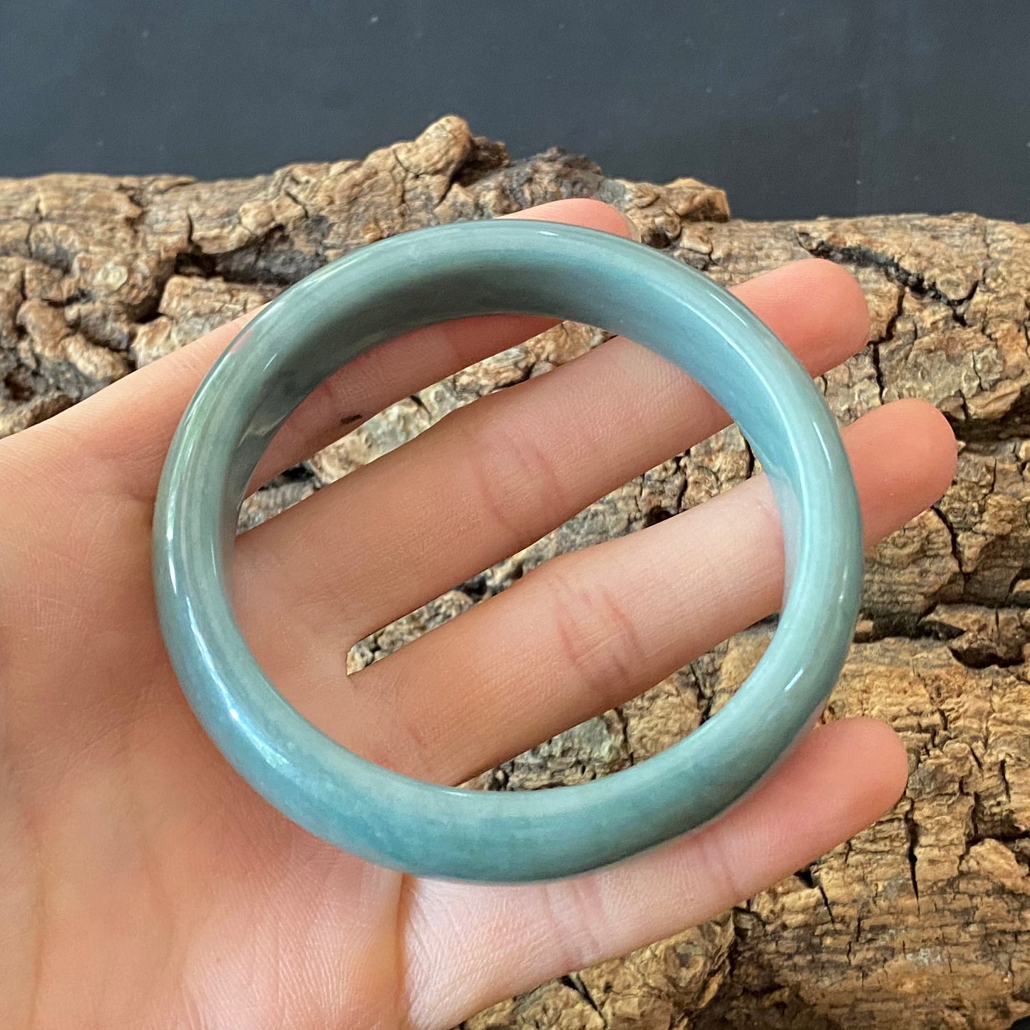 57.1mm Natural Guatemalan jadeite Translucent Blue Grade A jade Round band  bangle  Guatemala jade ring Female Jewelry jade gift