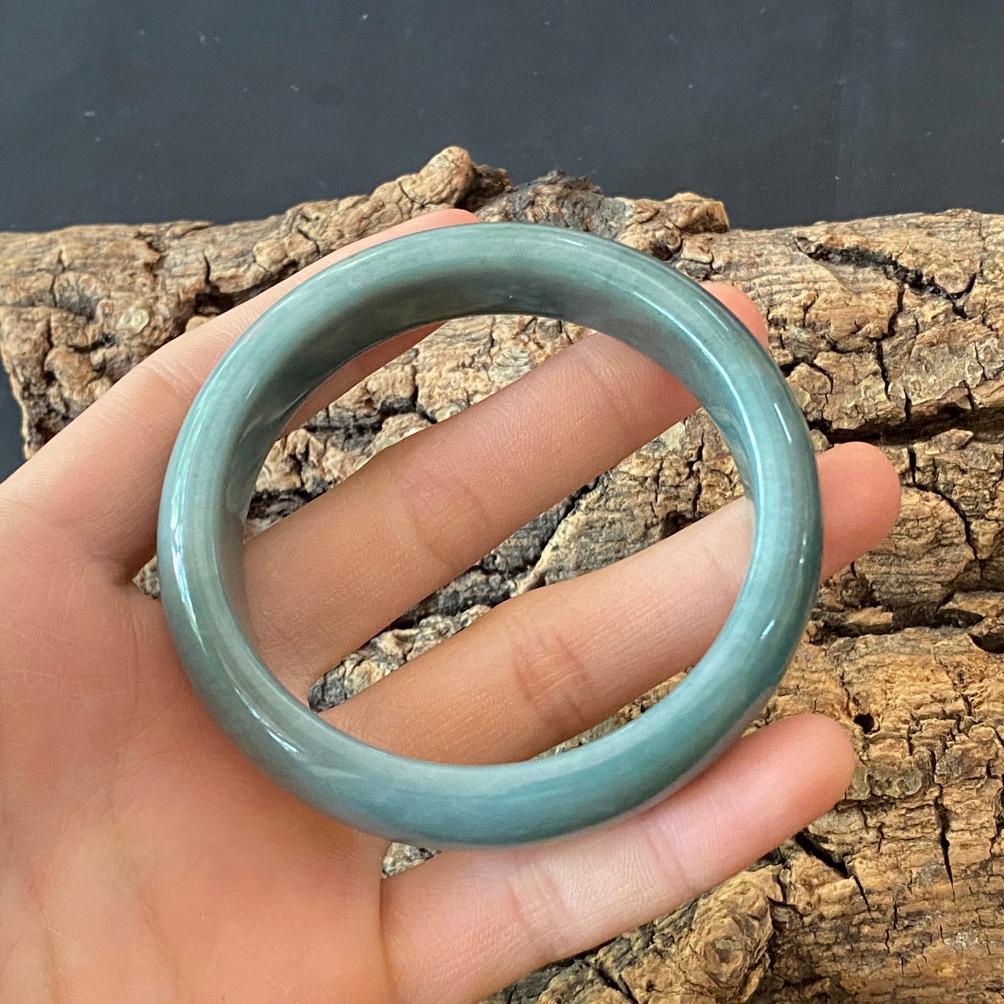 57.3mm Natural Guatemalan jadeite Translucent Blue Grade A jade Round band  bangle  Guatemala jade ring Female Jewelry jade gift