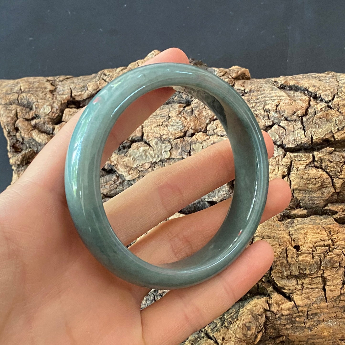 57.3mm Natural Guatemalan jadeite Translucent Blue Grade A jade Round band  bangle  Guatemala jade ring Female Jewelry jade gift