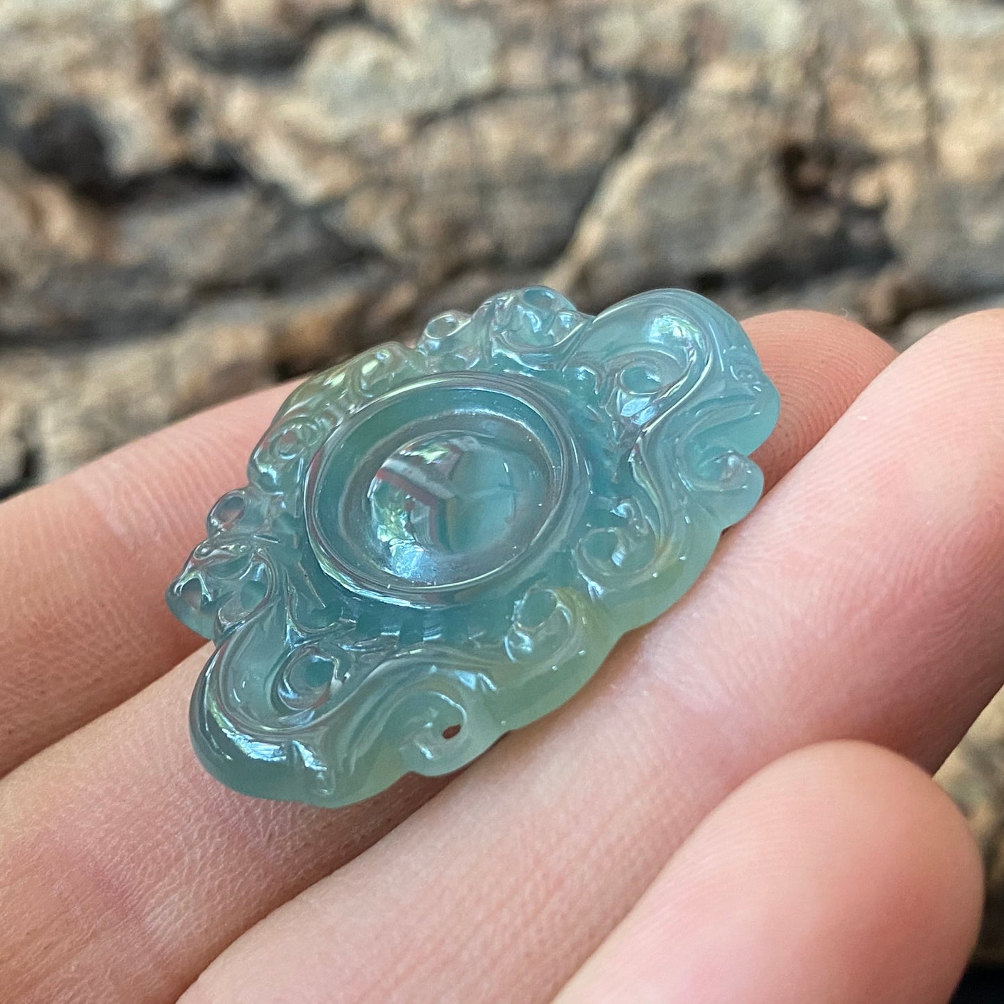 Vintage Dragon style Natural transparent Guatemala Jadeite pendant Grade A Jade Blue gemstone men dragon Guatemalan jadeite pendant