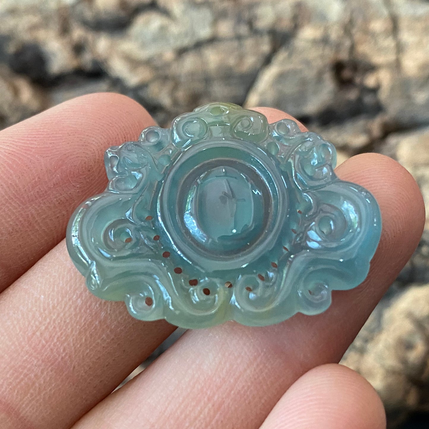 Vintage Dragon style Natural transparent Guatemala Jadeite pendant Grade A Jade Blue gemstone men dragon Guatemalan jadeite pendant