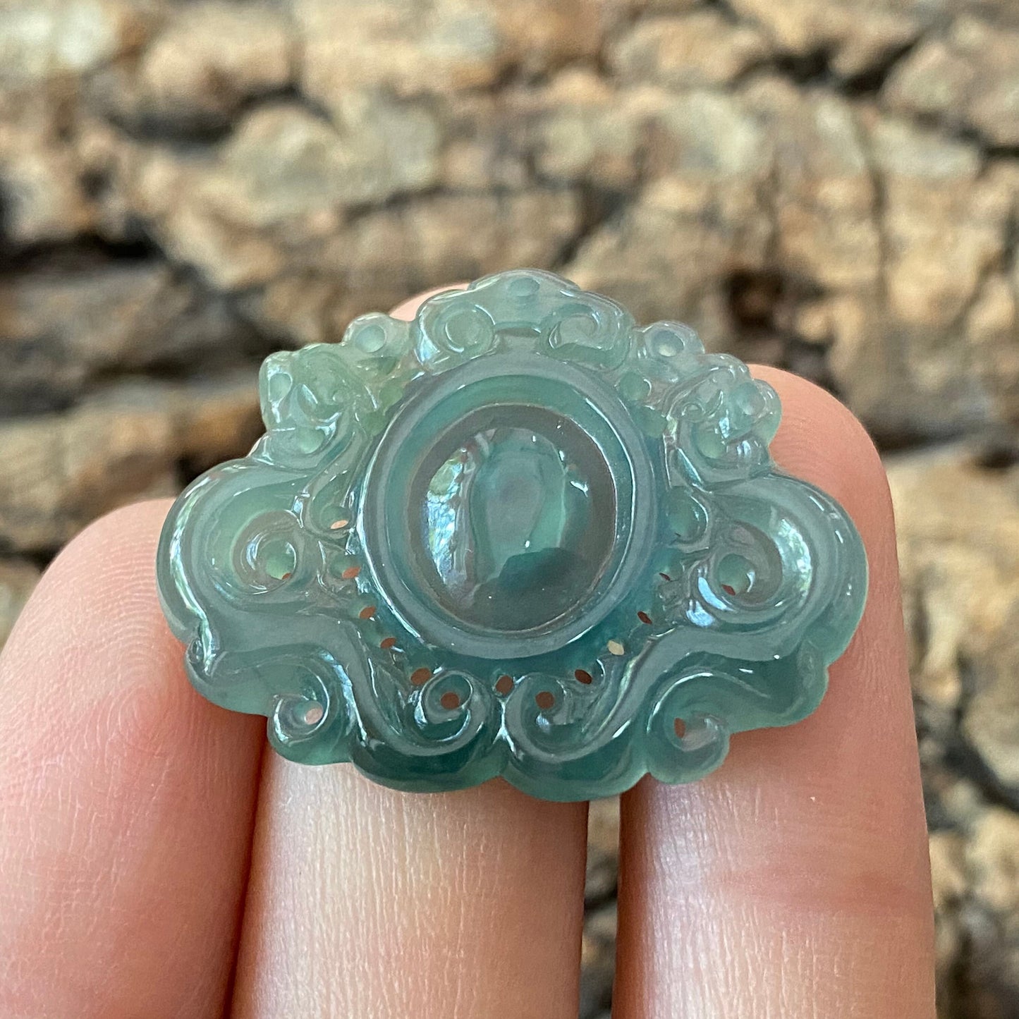 Vintage Dragon style Natural transparent Guatemala Jadeite pendant Grade A Jade Blue gemstone men dragon Guatemalan jadeite pendant