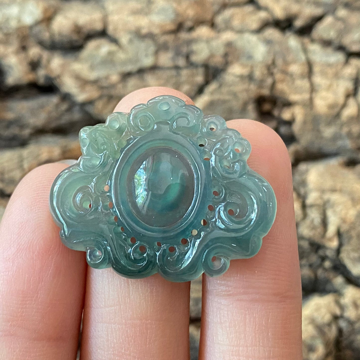 Vintage Dragon style Natural transparent Guatemala Jadeite pendant Grade A Jade Blue gemstone men dragon Guatemalan jadeite pendant