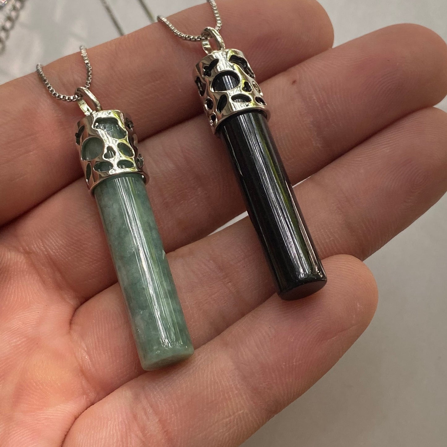 Natural Black Green Jadeite  Guatemalan jadeite Burma jadeite 925 Silver bail pendant Grade A jade DIY necklace jade gift