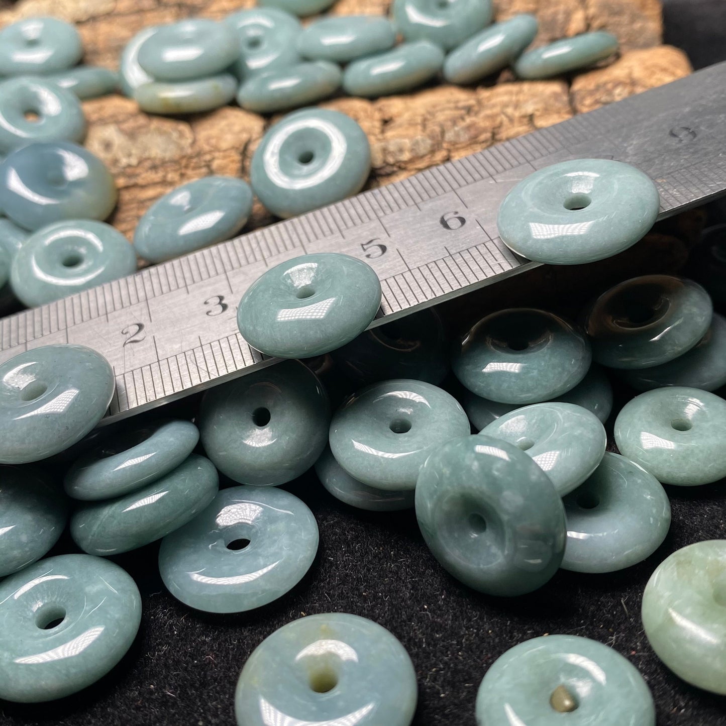 Natural Pale Blue Guatemalan jadeite Light blueness Grade A jade Donut pendant Earrings beads Guatemala jade doughnut