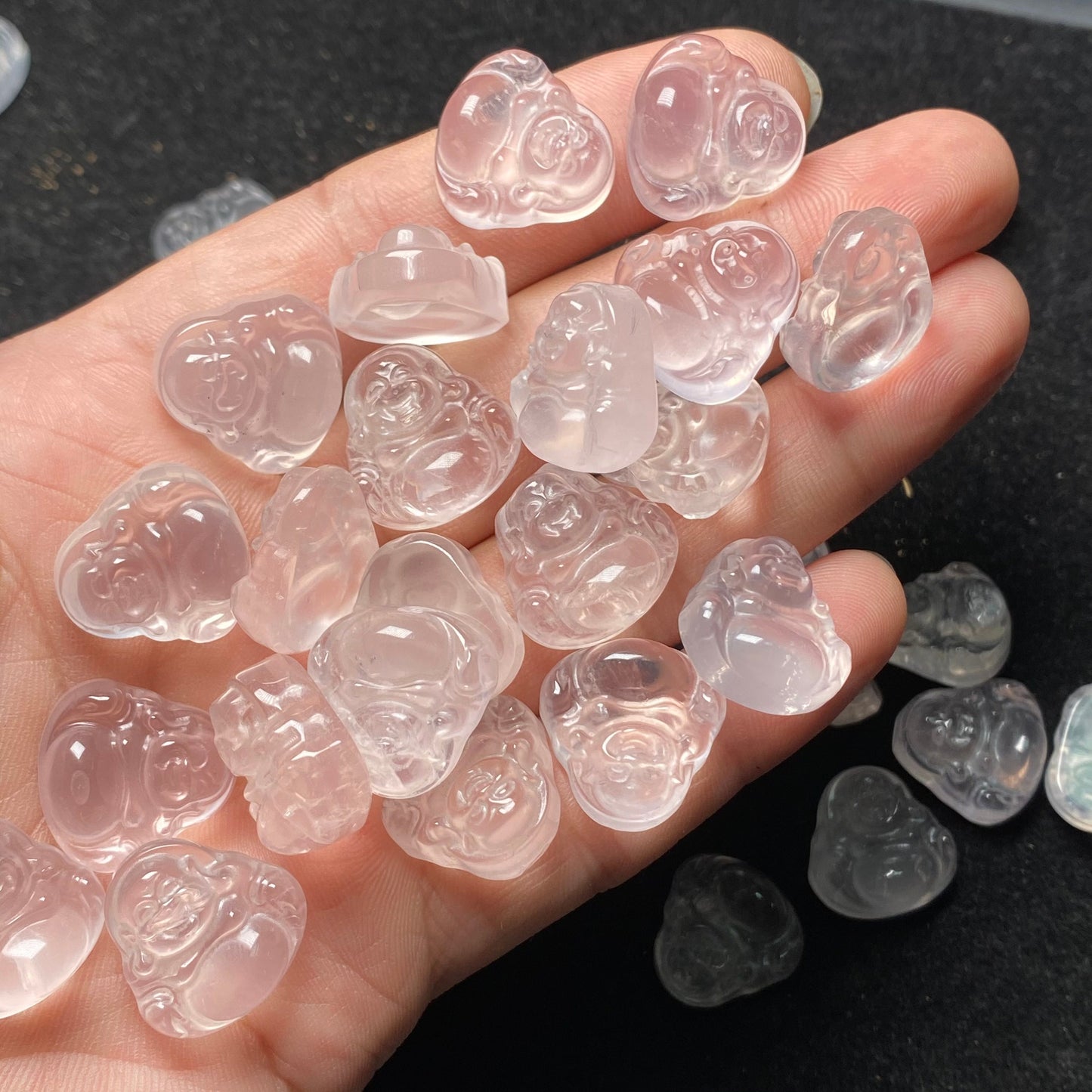 Natural Rose Quartz Buddha bead transparent pink Crystal   clear Solid Quartz stone Buddhism gemstone Jewelry jade gift