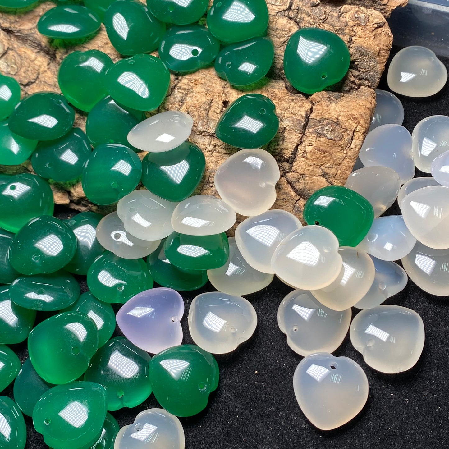 10PCS heart Pendant Natural Green A Jade ICE Agate heart shape Beads baby lady necklace earrings Pure jade jewelry gift