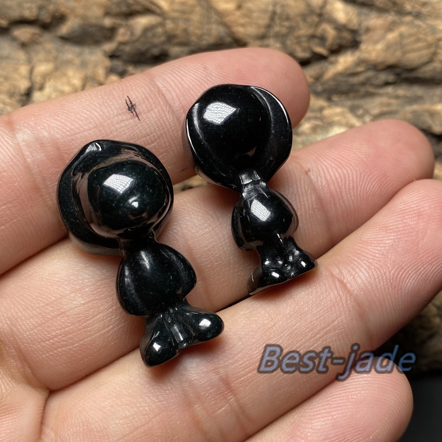 Natural Black Jadeite 3D Cute Puppy Snoopy Guatemalan jadeite cartoon earrings Grade A jade DIY pendant kid jade gift