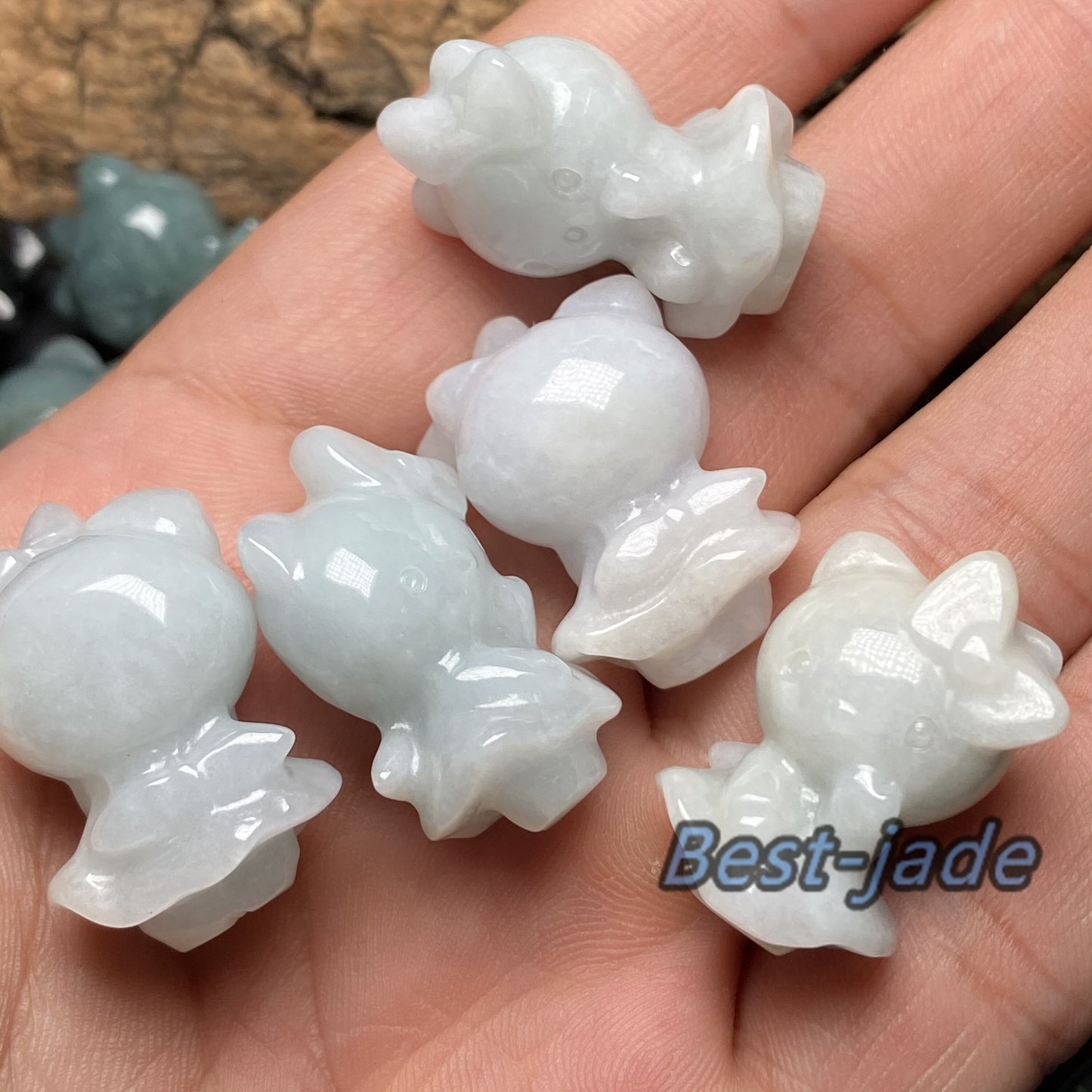 Natural Grade A Jade Hello Cute Kitty Cat 3D pendant Natural blue Jade ICE Burma Jadeite Beads Cartoon DIY earrings drop gift Anhänger