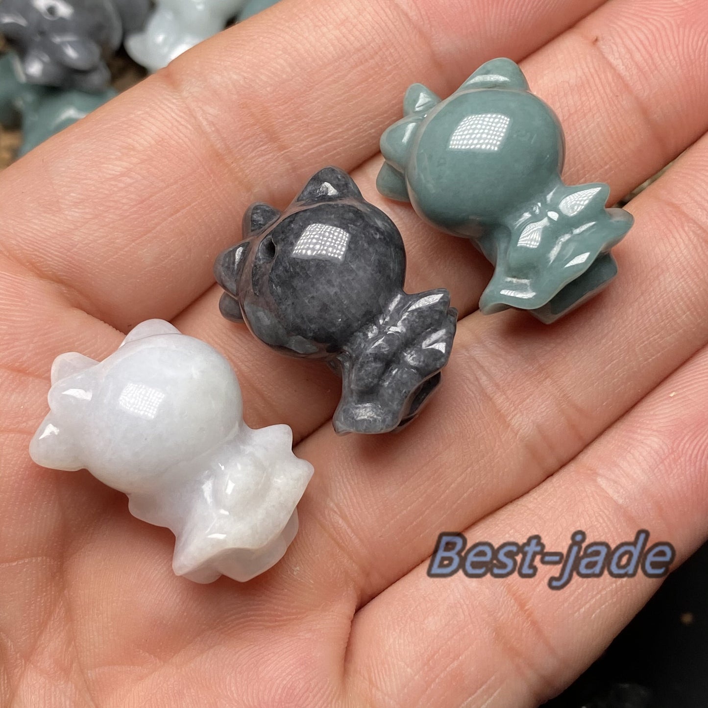 Natural Grade A Jade Hello Cute Kitty Cat 3D pendant Natural blue Jade ICE Burma Jadeite Beads Cartoon DIY earrings drop gift Anhänger