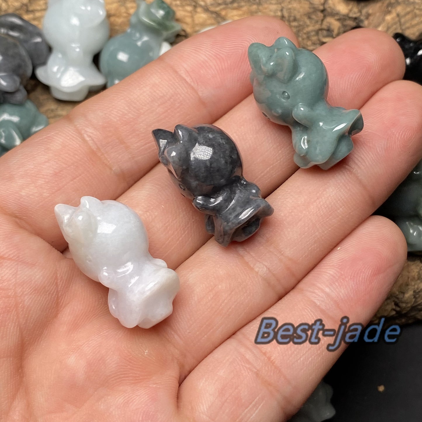 Natural Grade A Jade Hello Cute Kitty Cat 3D pendant Natural blue Jade ICE Burma Jadeite Beads Cartoon DIY earrings drop gift Anhänger